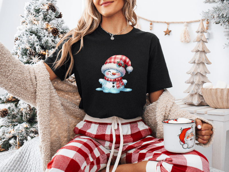 Snowman with Red Plaid Hat & Scarf