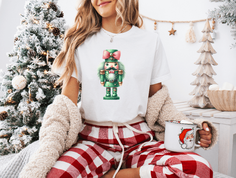 Green Nutcracker with Pink Bow