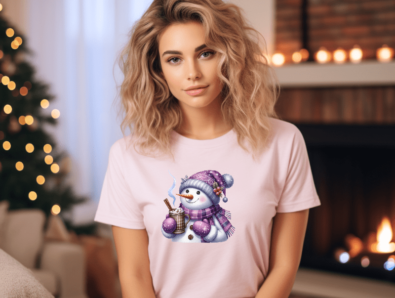 Snowman with Purple Hat & Scarf