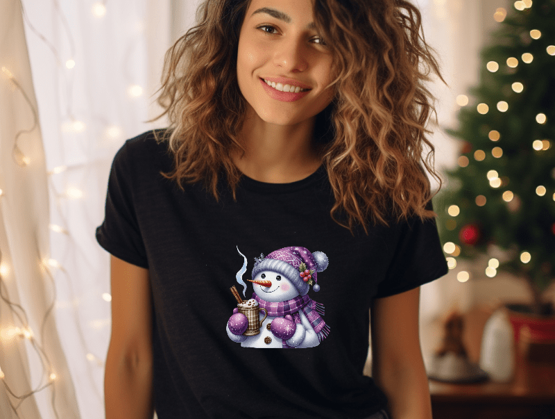 Snowman with Purple Hat & Scarf