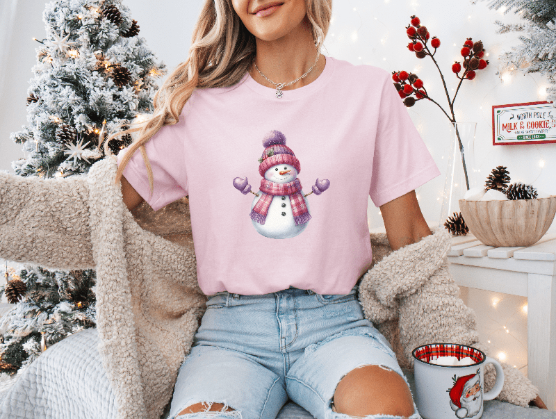 Snowman with Red & Purple Hat & Scarf