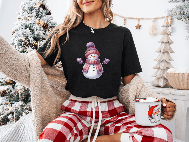 Snowman with Red & Purple Hat & Scarf