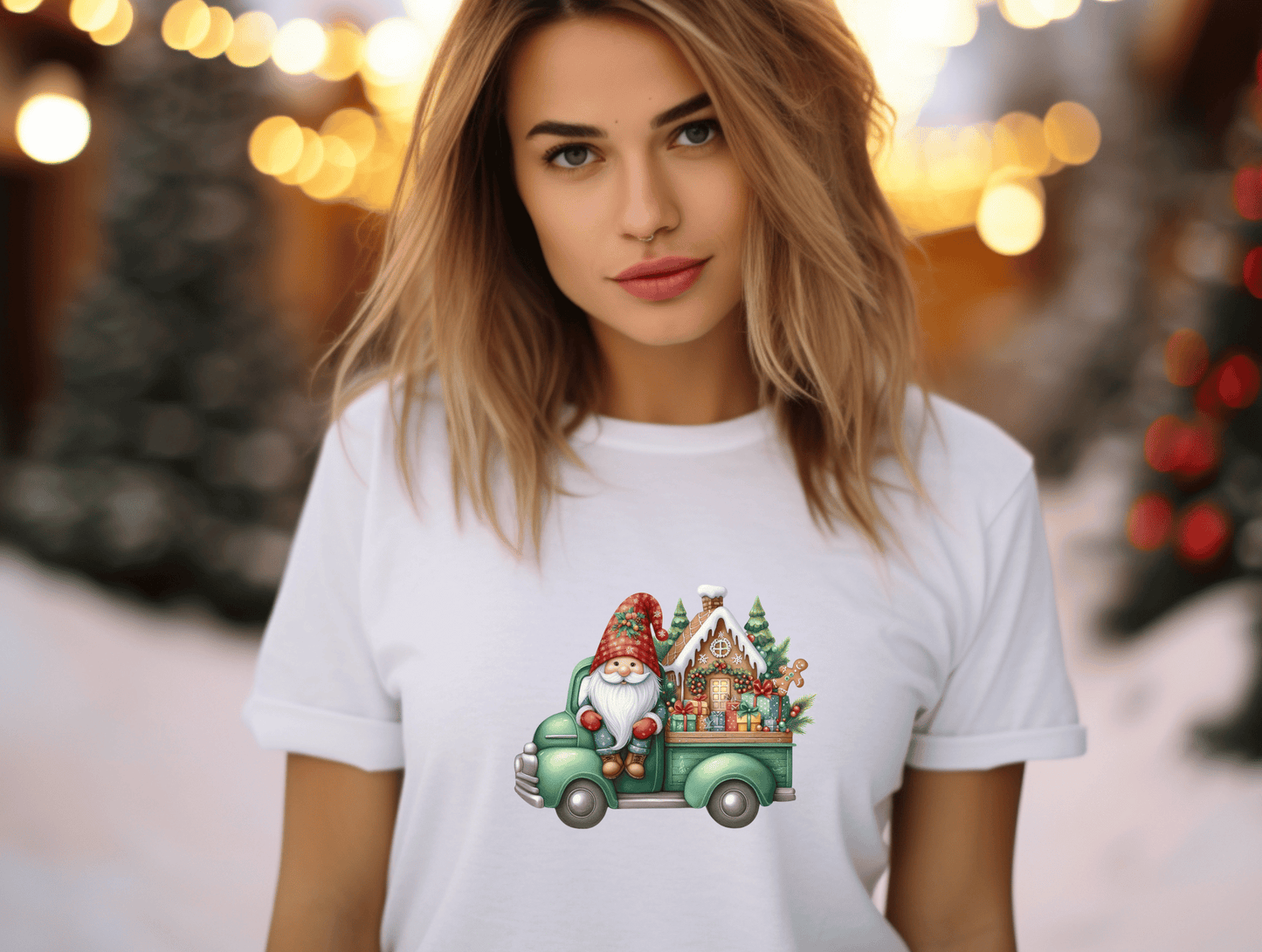 Christmas Gnome in Green Truck
