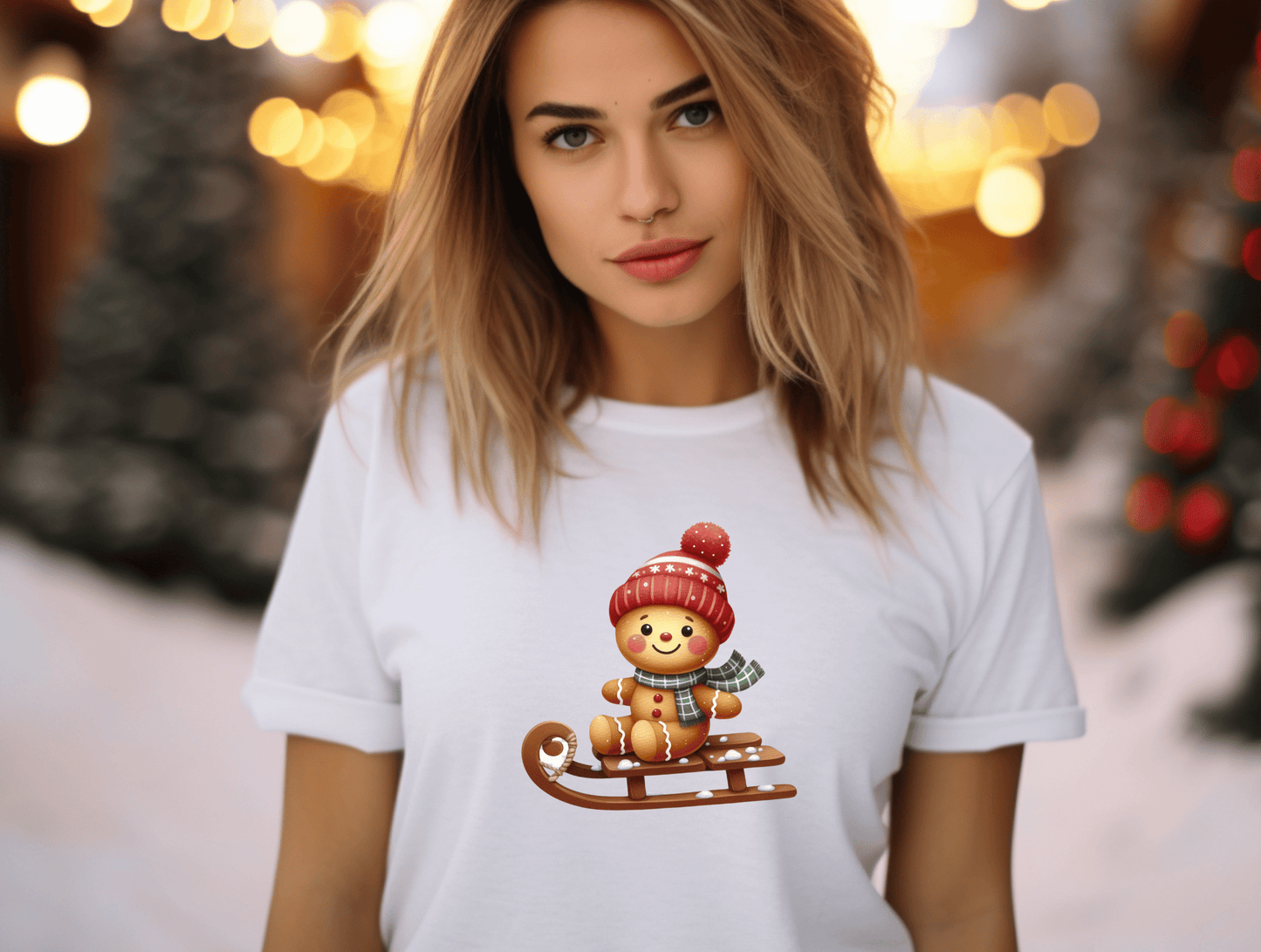 Christmas Gingerbread Boy on a Sleigh