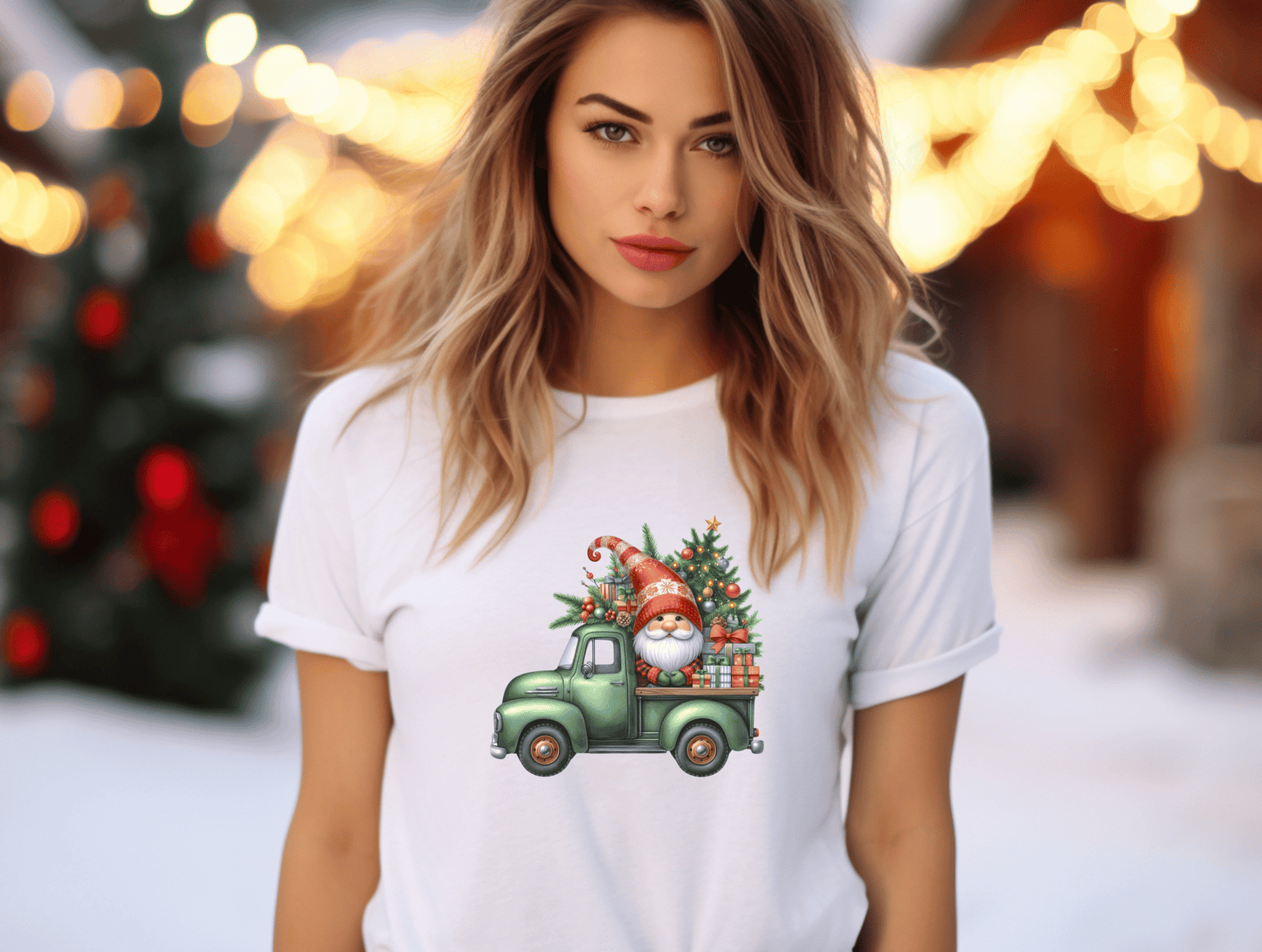 Christmas Gnome in Green Truck