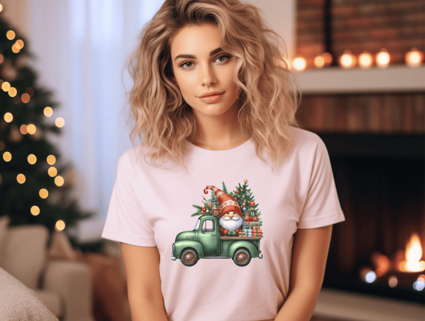 Christmas Gnome in Green Truck