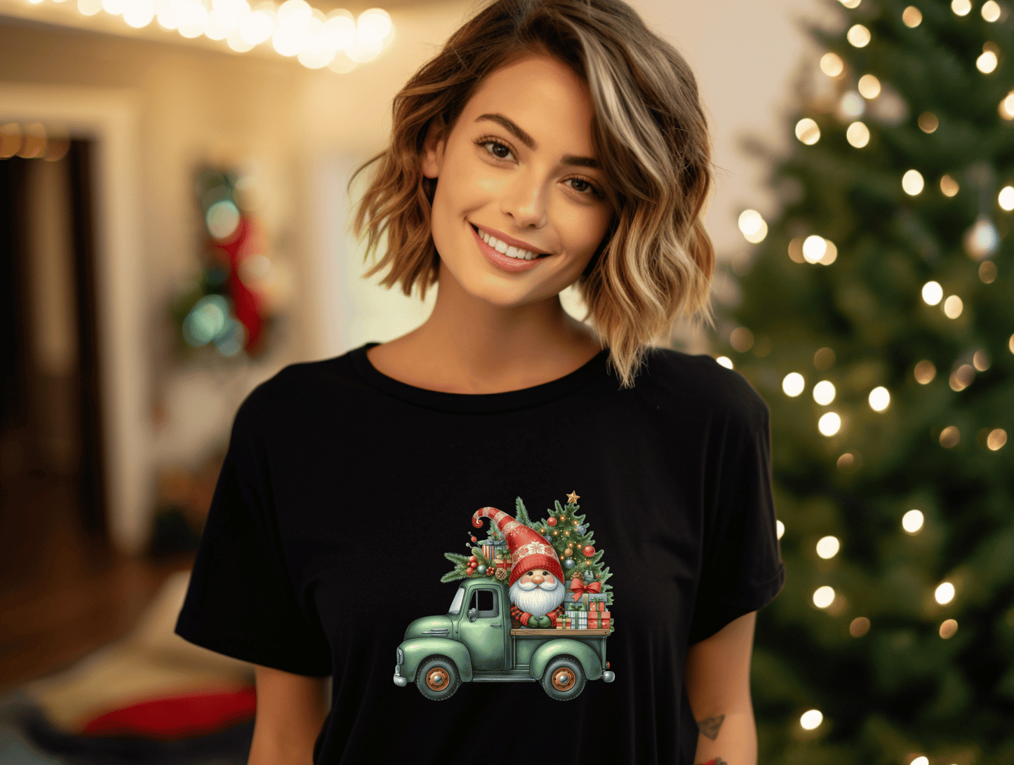 Christmas Gnome in Green Truck