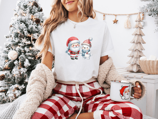 Santa Claus with His Bag of Presents & Snowman