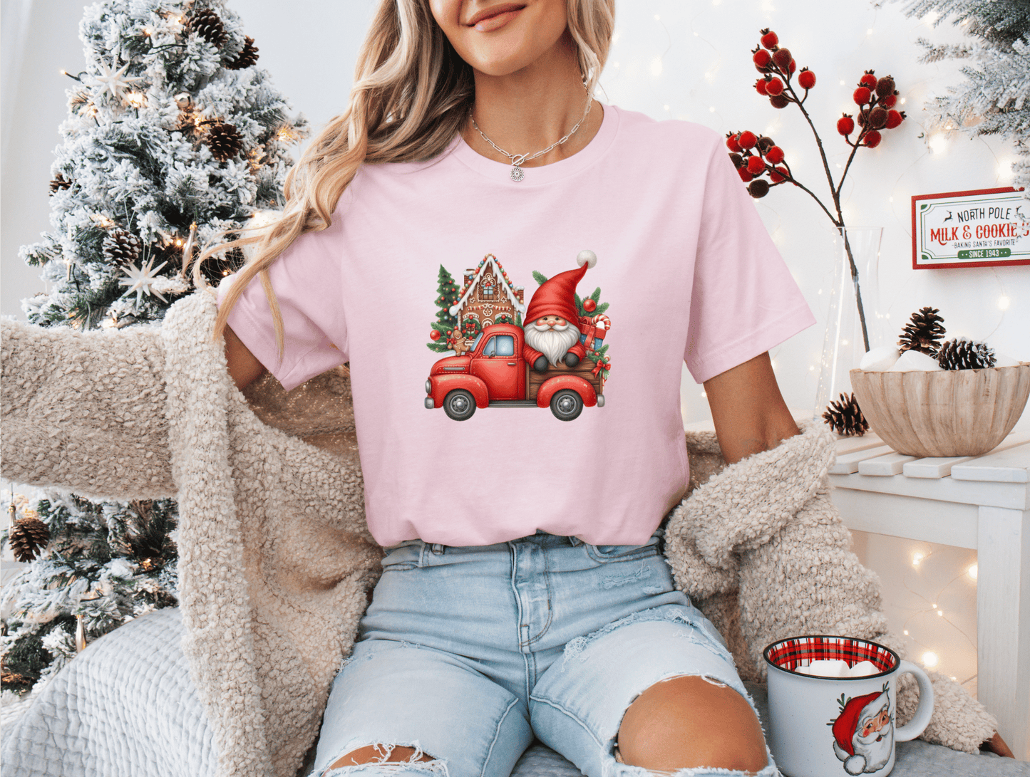 Christmas Gnome in Red Truck