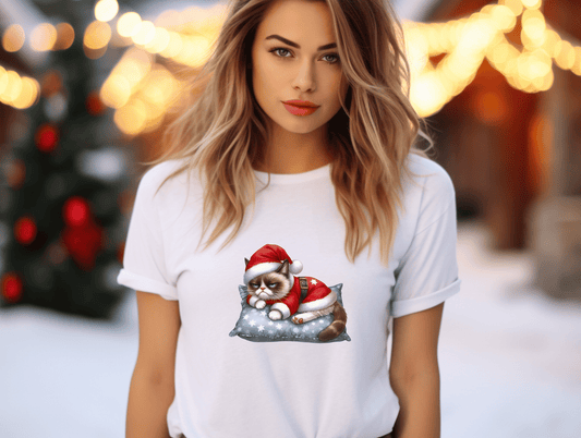 Grumpy Sassy Cat in a Santa Hat